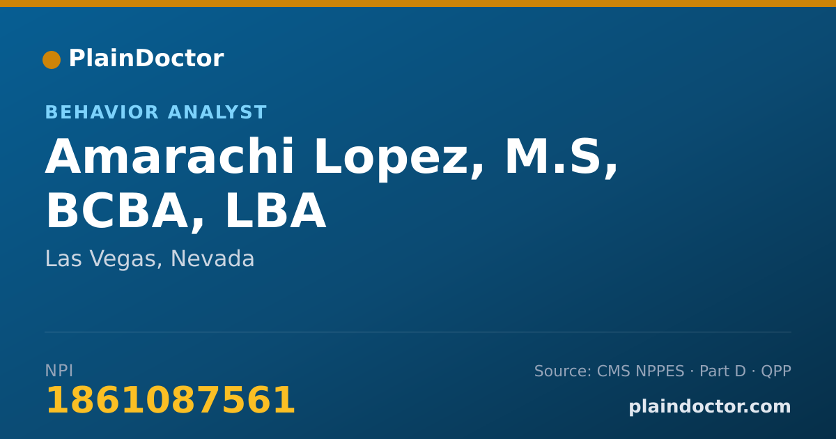 Shareable card for Amarachi Lopez, M.S, BCBA, LBA - Behavior Analyst, Las Vegas, NV