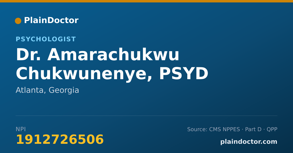 Shareable card for Amarachukwu Chukwunenye, PSYD - Psychologist, Atlanta, GA