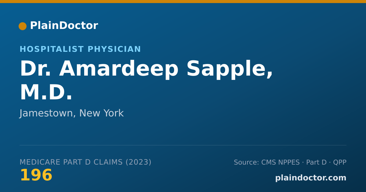 Shareable card for Amardeep Sapple, M.D. - Hospitalist Physician, Jamestown, NY