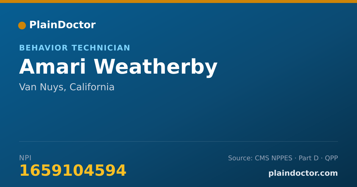 Shareable card for Amari Weatherby - Behavior Technician, Van Nuys, CA