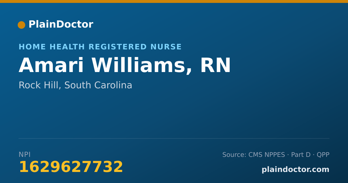 Shareable card for Amari Williams, RN - Home Health Registered Nurse, Rock Hill, SC