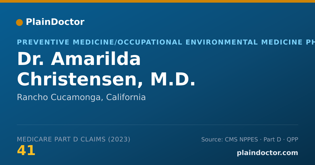 Shareable card for Amarilda Christensen, M.D. - Preventive Medicine/Occupational Environmental Medicine Physician, Rancho Cucamonga, CA