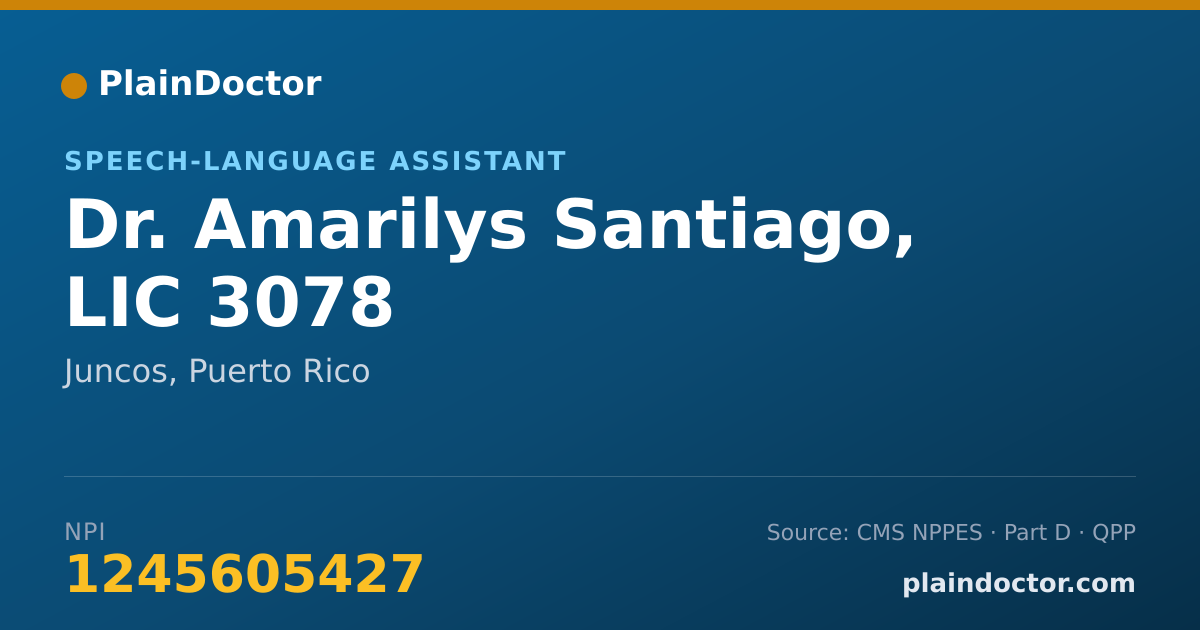 Shareable card for Amarilys Santiago, LIC 3078 - Speech-Language Assistant, Juncos, PR