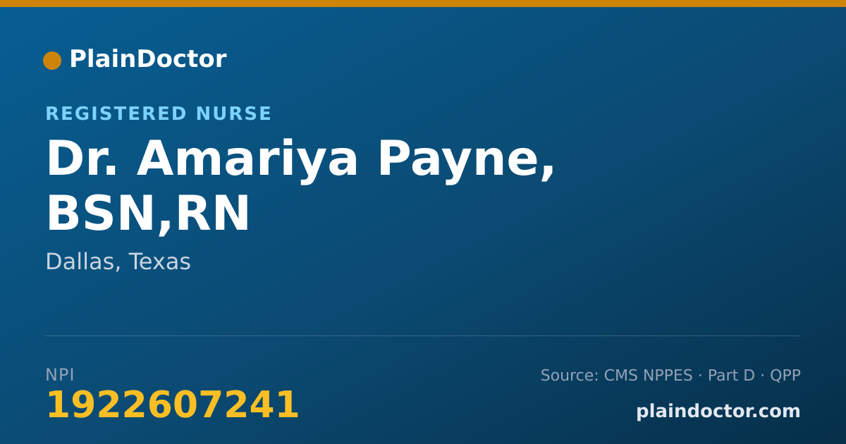 Shareable card for Amariya Payne, BSN,RN - Registered Nurse, Dallas, TX