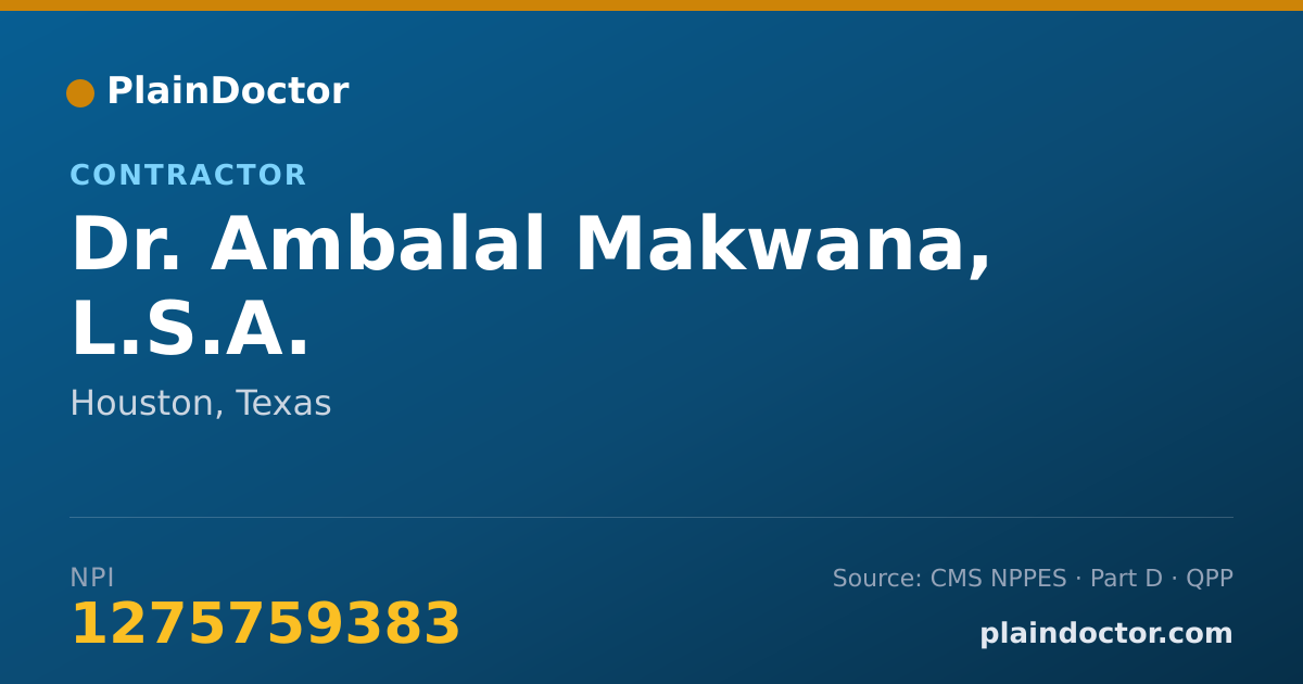 Shareable card for Ambalal Makwana, L.S.A. - Contractor, Houston, TX