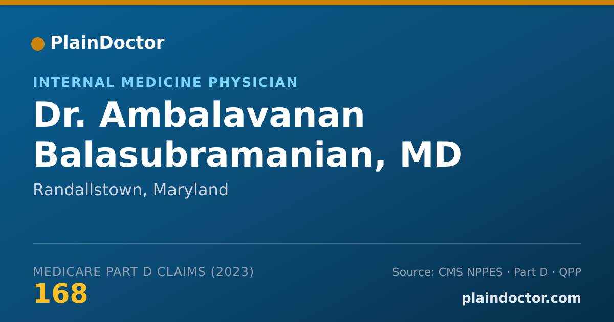Shareable card for Ambalavanan Balasubramanian, MD - Internal Medicine Physician, Randallstown, MD
