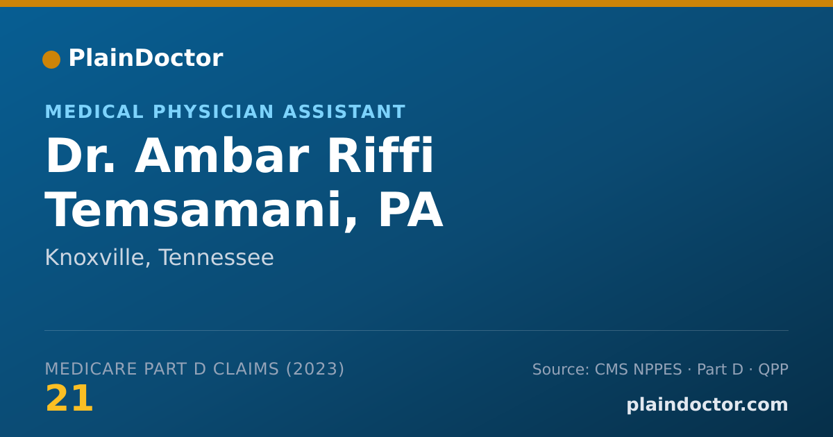 Shareable card for Ambar Riffi Temsamani, PA - Medical Physician Assistant, Knoxville, TN