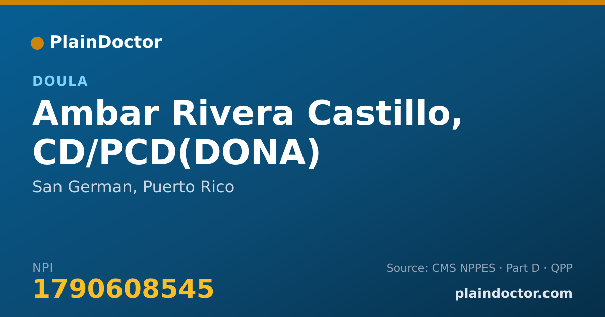 Shareable card for Ambar Rivera Castillo, CD/PCD(DONA) - Doula, San German, PR