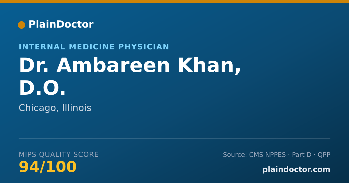 Shareable card for Ambareen Khan, D.O. - Internal Medicine Physician, Chicago, IL