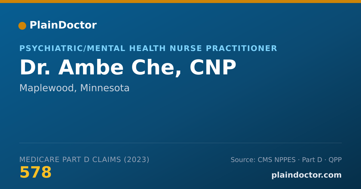 Shareable card for Ambe Che, CNP - Psychiatric/Mental Health Nurse Practitioner, Maplewood, MN