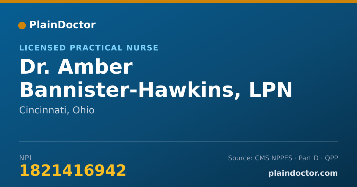 Shareable card for Amber Bannister-Hawkins, LPN - Licensed Practical Nurse, Cincinnati, OH
