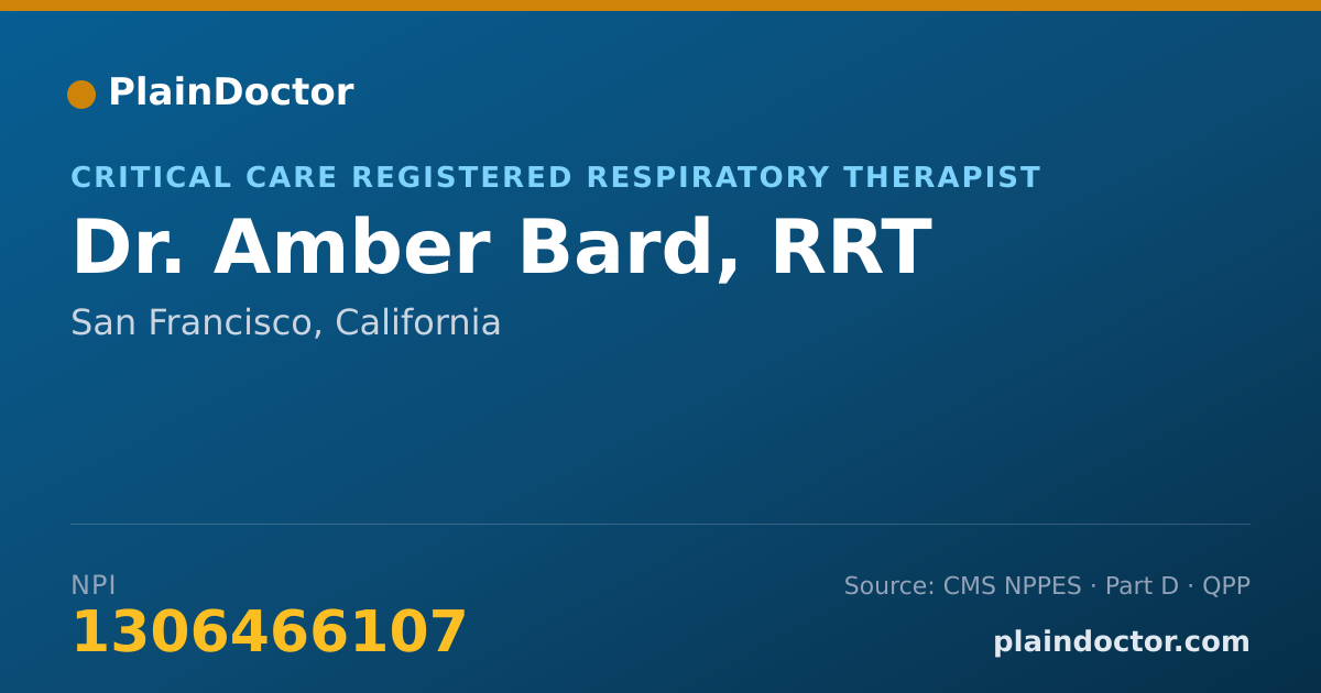 Shareable card for Amber Bard, RRT - Critical Care Registered Respiratory Therapist, San Francisco, CA