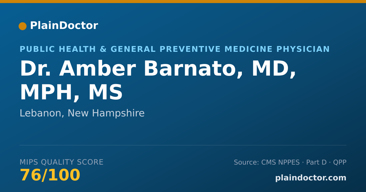 Shareable card for Amber Barnato, MD, MPH, MS - Public Health & General Preventive Medicine Physician, Lebanon, NH