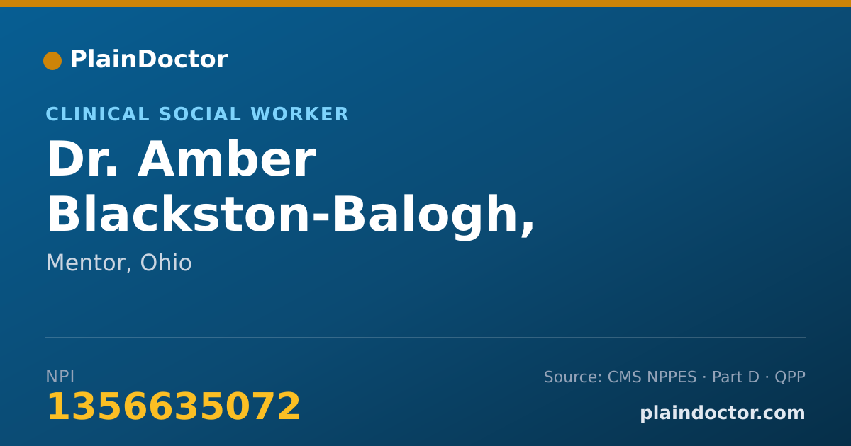 Shareable card for Amber Blackston-Balogh, MSSA, LSW - Clinical Social Worker, Mentor, OH