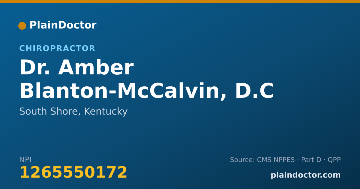 Shareable card for Amber Blanton-McCalvin, D.C - Chiropractor, South Shore, KY
