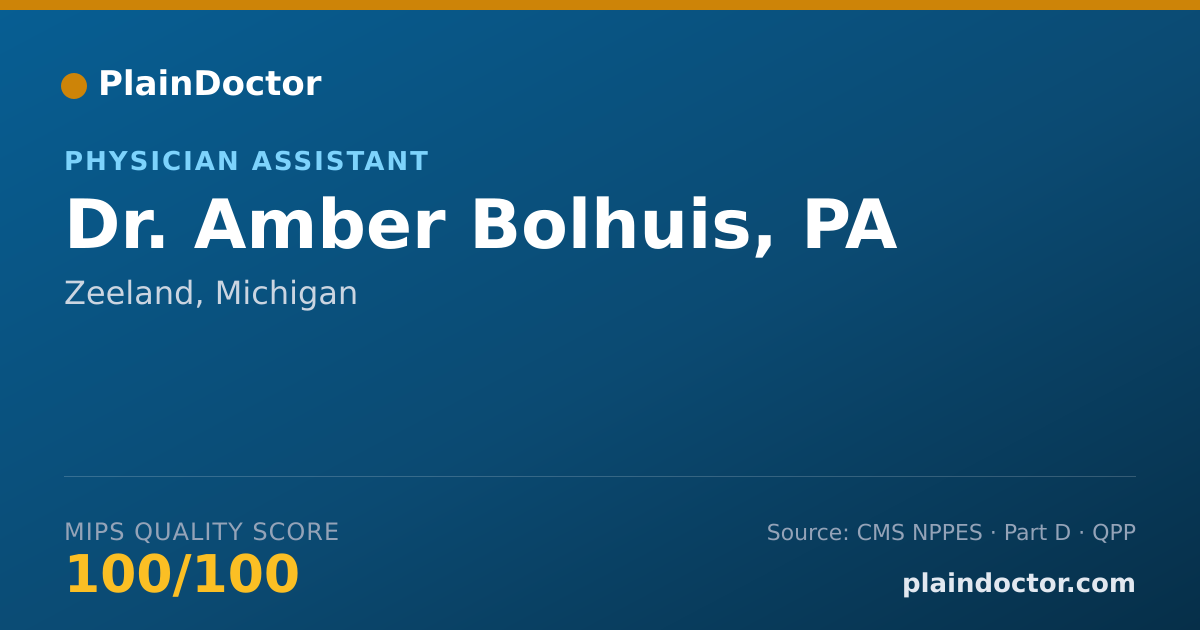 Shareable card for Amber Bolhuis, PA - Physician Assistant, Zeeland, MI