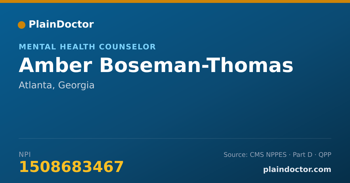 Shareable card for Amber Boseman-Thomas - Mental Health Counselor, Atlanta, GA