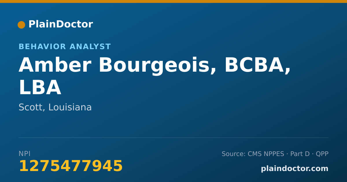 Shareable card for Amber Bourgeois, BCBA, LBA - Behavior Analyst, Scott, LA