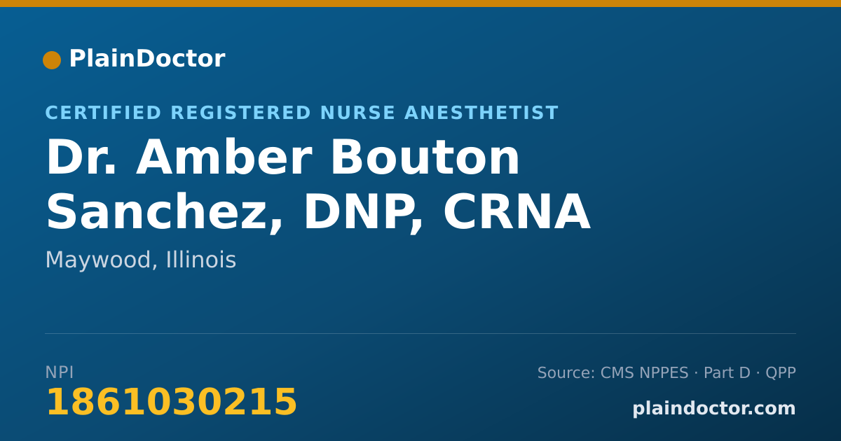 Shareable card for Amber Bouton Sanchez, DNP, CRNA - Certified Registered Nurse Anesthetist, Maywood, IL