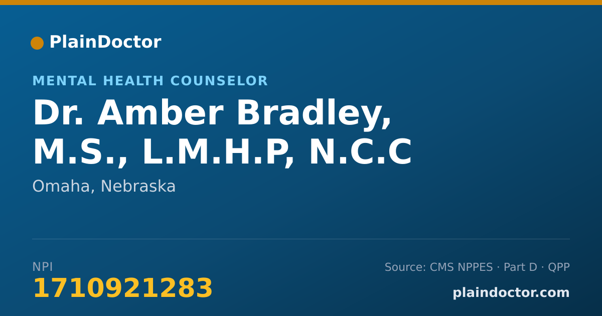 Shareable card for Amber Bradley, M.S., L.M.H.P, N.C.C - Mental Health Counselor, Omaha, NE