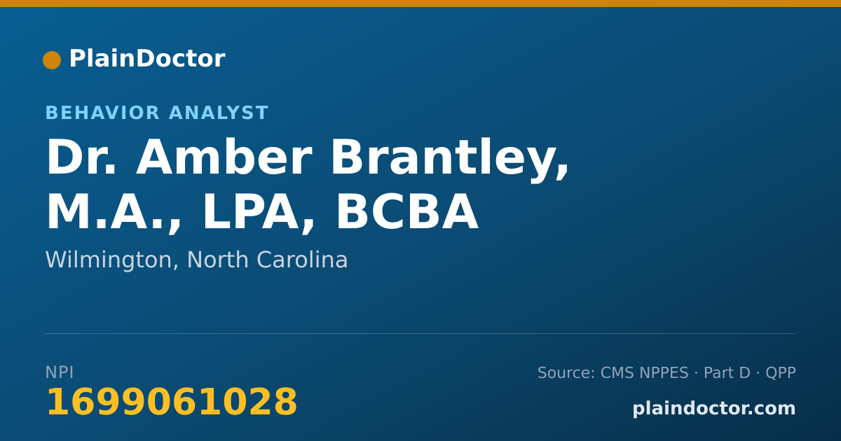 Shareable card for Amber Brantley, M.A., LPA, BCBA - Behavior Analyst, Wilmington, NC