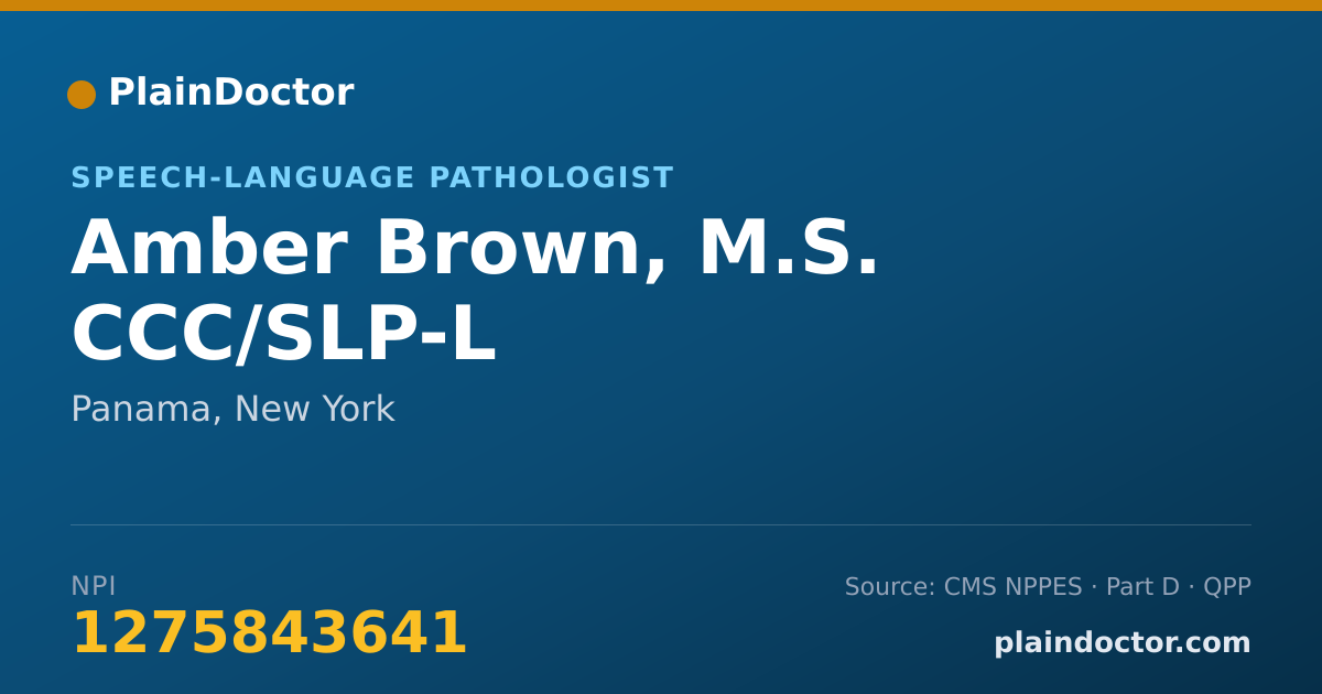 Shareable card for Amber Brown, M.S. CCC/SLP-L - Speech-Language Pathologist, Panama, NY