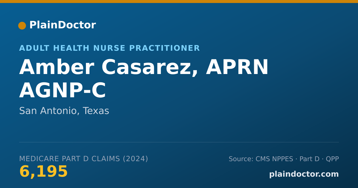 Shareable card for Amber Casarez, APRN AGNP-C - Adult Health Nurse Practitioner, San Antonio, TX