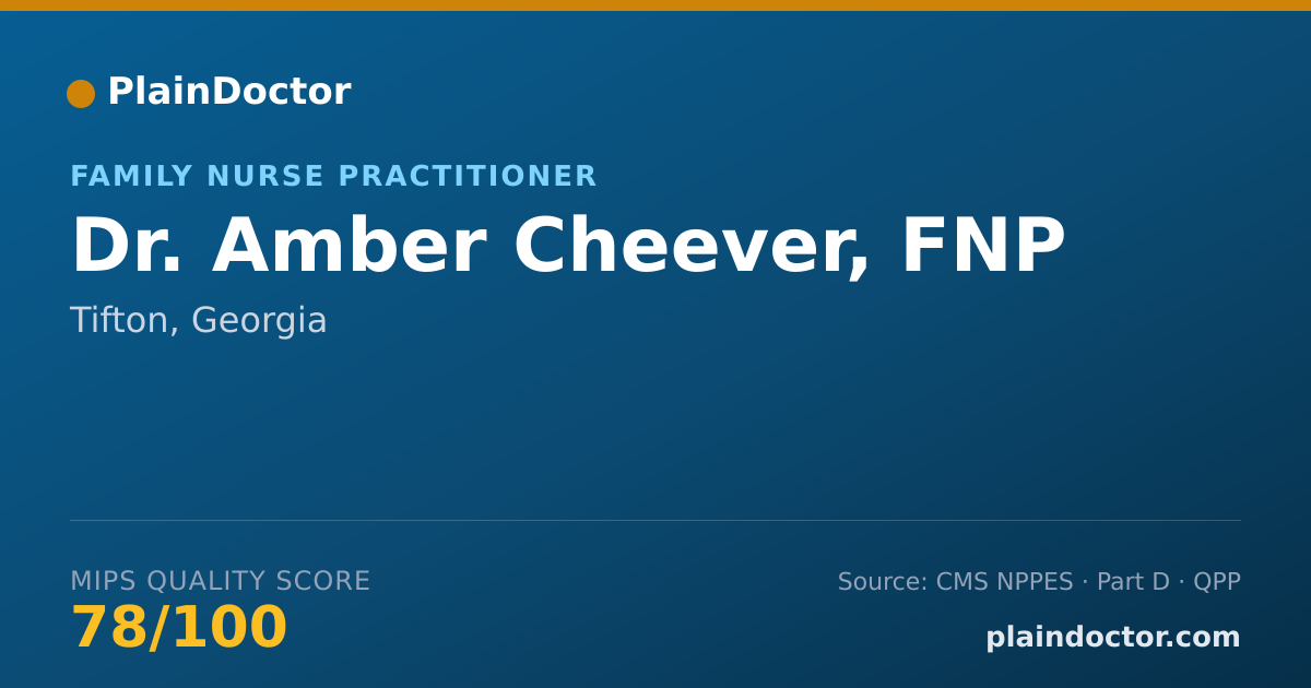 Shareable card for Amber Cheever, FNP - Family Nurse Practitioner, Tifton, GA