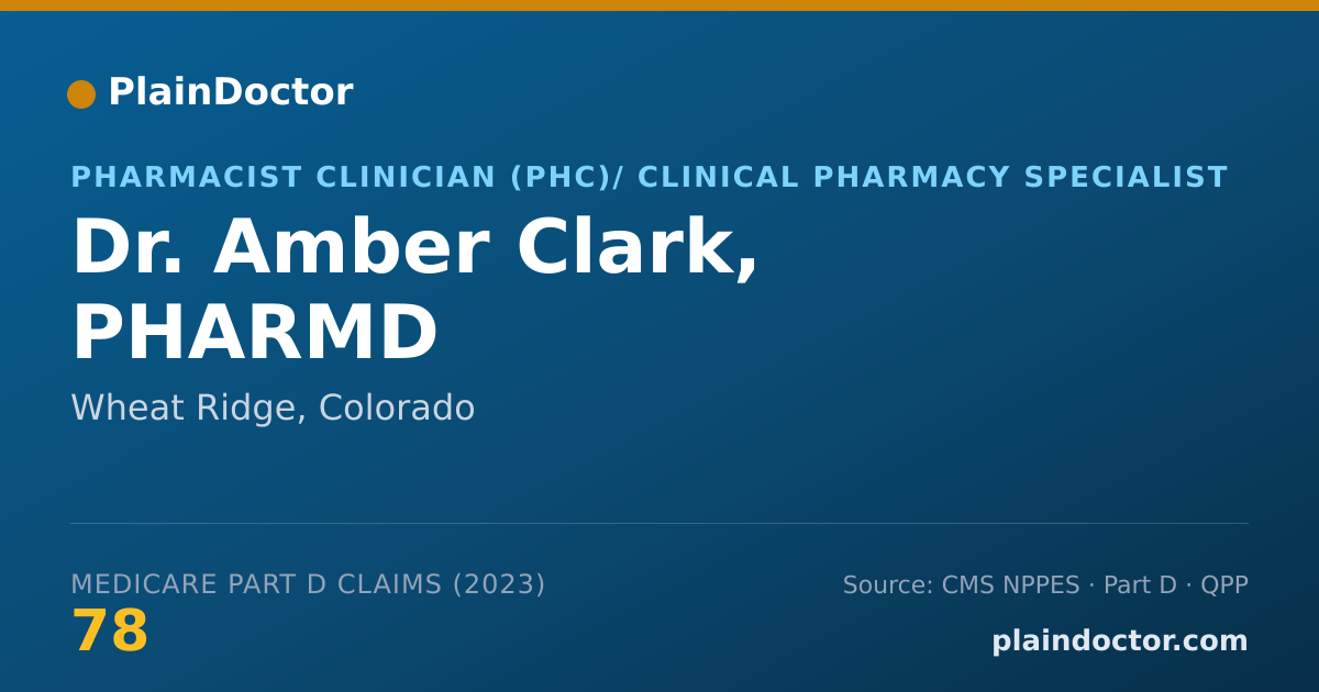 Shareable card for Amber Clark, PHARMD - Pharmacist Clinician (PhC)/ Clinical Pharmacy Specialist, Wheat Ridge, CO