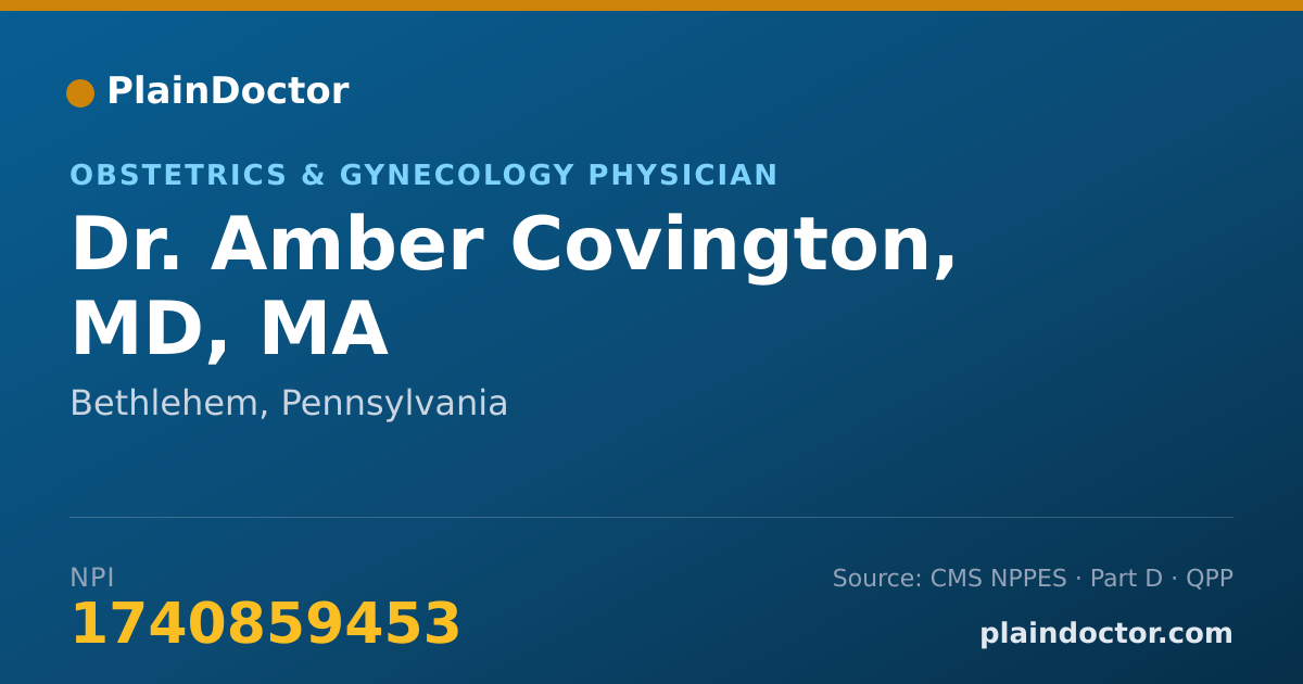 Shareable card for Amber Covington, MD, MA - Obstetrics & Gynecology Physician, Bethlehem, PA