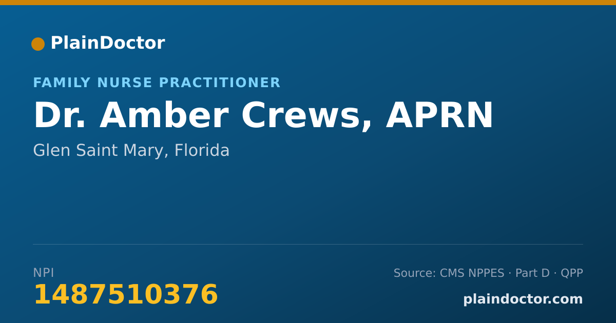 Shareable card for Amber Crews, APRN - Family Nurse Practitioner, Glen Saint Mary, FL