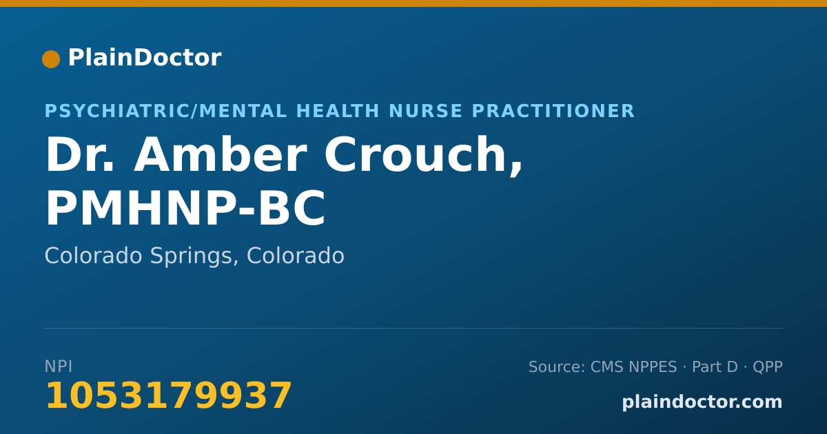 Shareable card for Amber Crouch, PMHNP-BC - Psychiatric/Mental Health Nurse Practitioner, Colorado Springs, CO