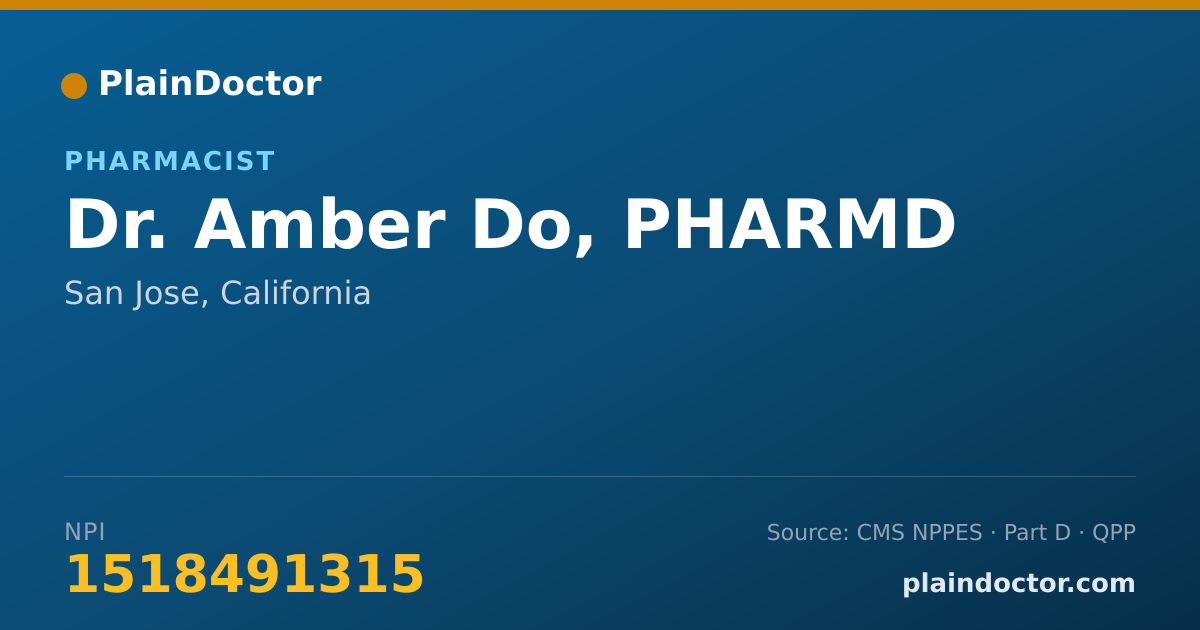 Shareable card for Amber Do, PHARMD - Pharmacist, San Jose, CA