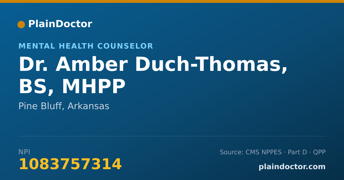 Shareable card for Amber Duch-Thomas, BS, MHPP - Mental Health Counselor, Pine Bluff, AR