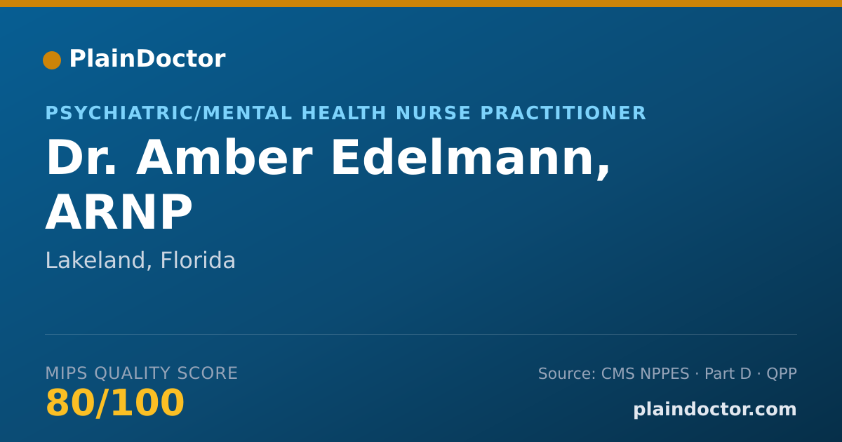 Shareable card for Amber Edelmann, ARNP - Psychiatric/Mental Health Nurse Practitioner, Lakeland, FL