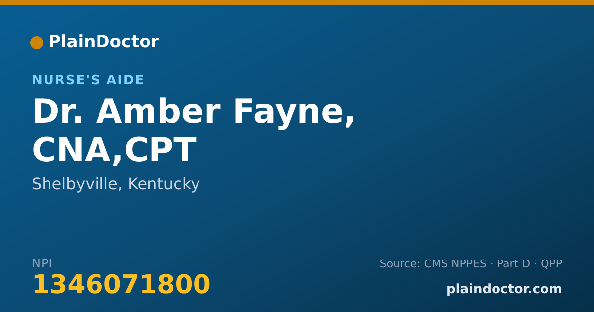 Shareable card for Amber Fayne, CNA,CPT - Nurse's Aide, Shelbyville, KY