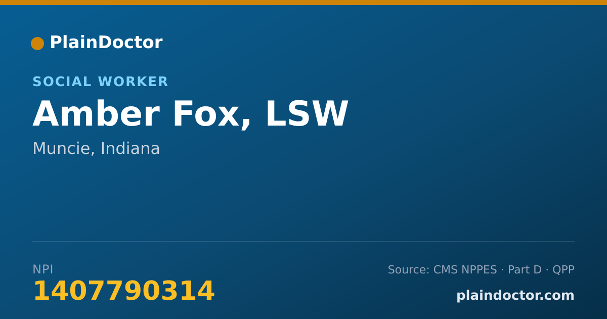 Shareable card for Amber Fox, LSW - Social Worker, Muncie, IN