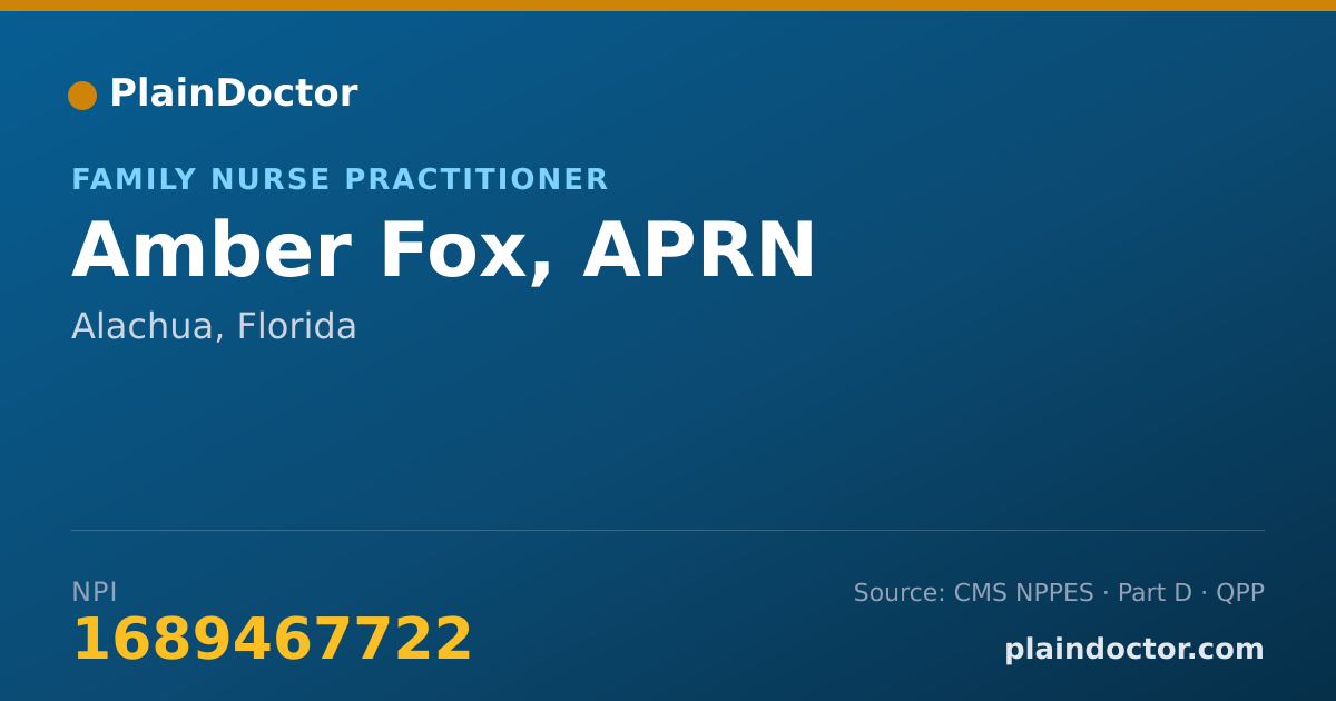 Shareable card for Amber Fox, APRN - Family Nurse Practitioner, Alachua, FL