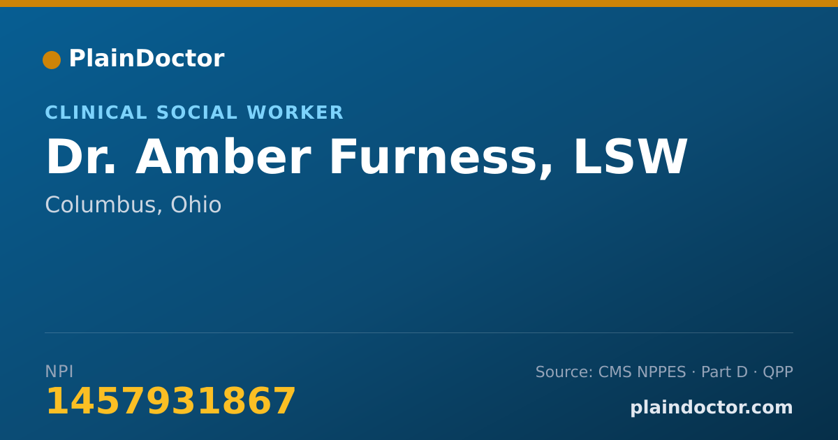 Shareable card for Amber Furness, LSW - Clinical Social Worker, Columbus, OH