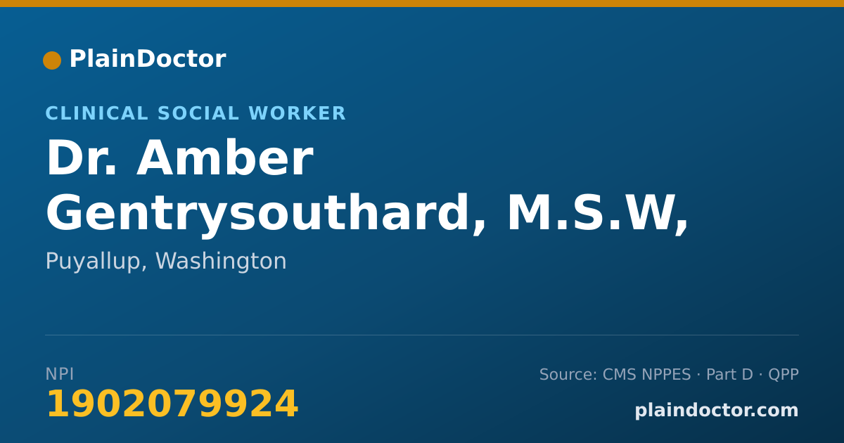 Shareable card for Amber Gentrysouthard, M.S.W, LICSW - Clinical Social Worker, Puyallup, WA