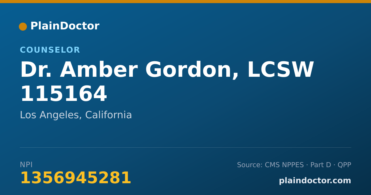 Shareable card for Amber Gordon, LCSW 115164 - Counselor, Los Angeles, CA