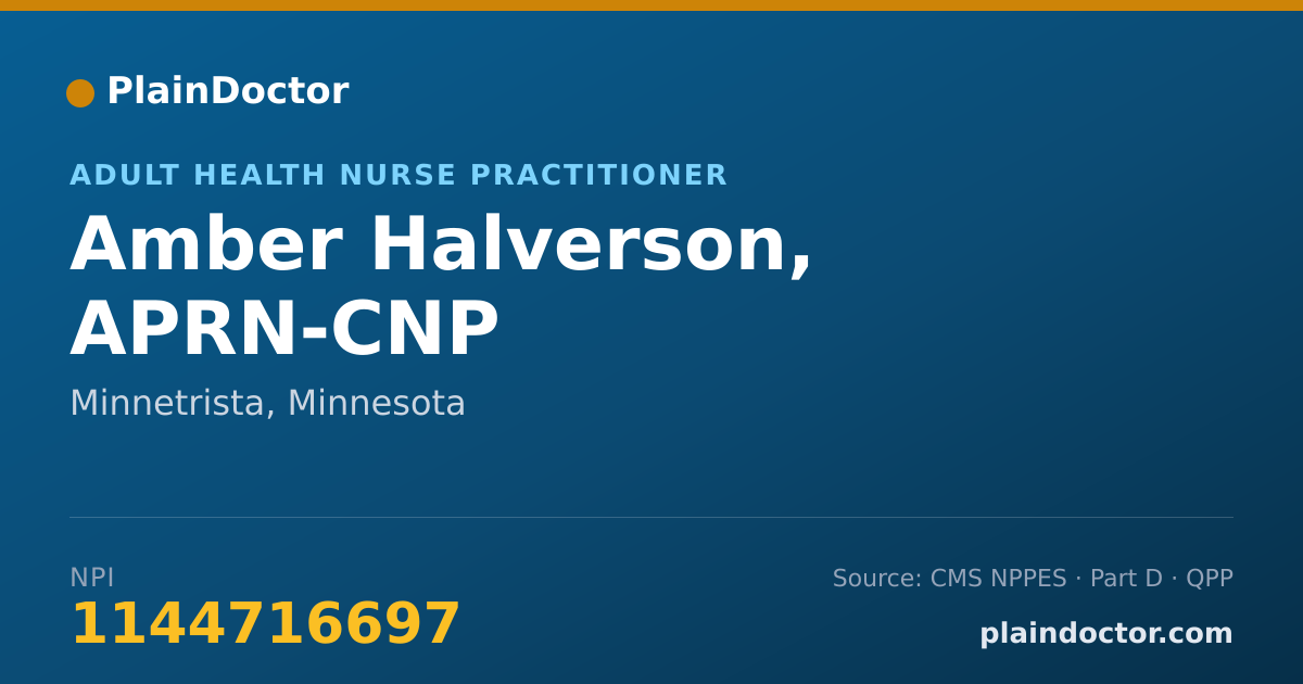 Shareable card for Amber Halverson, APRN-CNP - Adult Health Nurse Practitioner, Minnetrista, MN