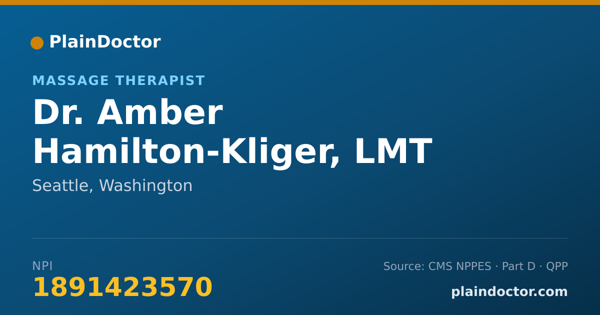 Shareable card for Amber Hamilton-Kliger, LMT - Massage Therapist, Seattle, WA