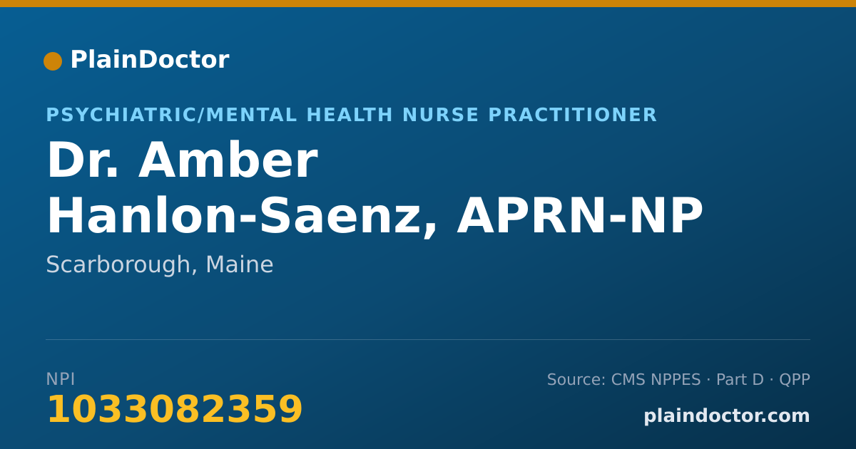 Shareable card for Amber Hanlon-Saenz, APRN-NP - Psychiatric/Mental Health Nurse Practitioner, Scarborough, ME