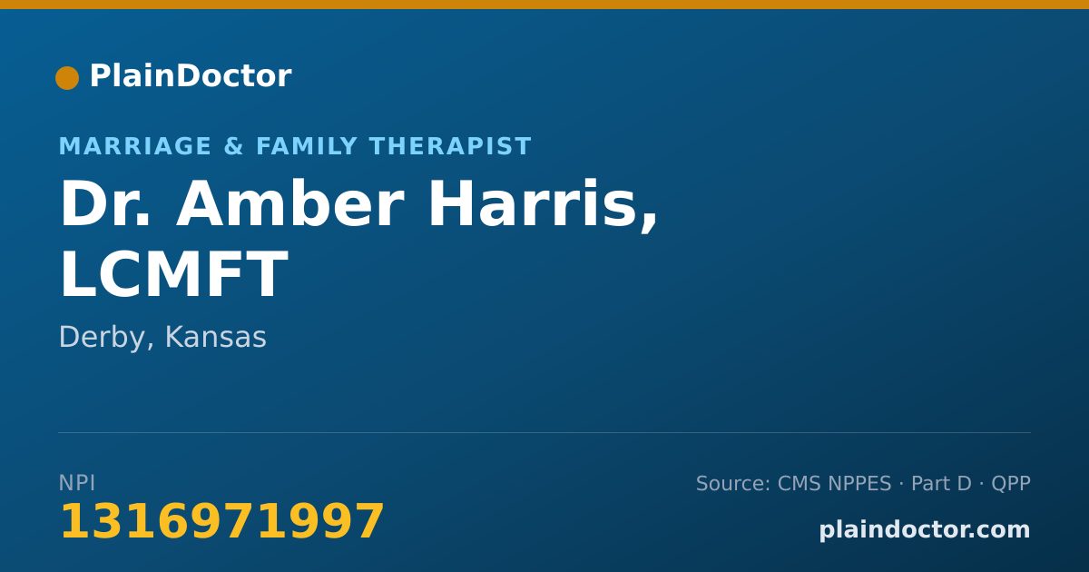 Shareable card for Amber Harris, LCMFT - Marriage & Family Therapist, Derby, KS