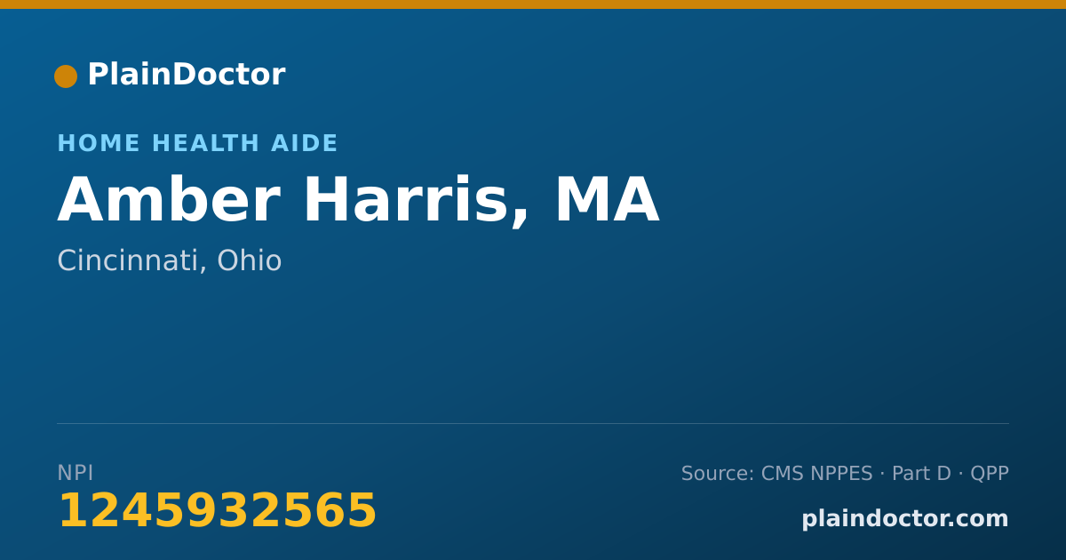 Shareable card for Amber Harris, MA - Home Health Aide, Cincinnati, OH