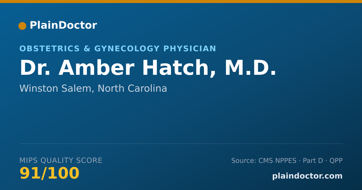 Shareable card for Amber Hatch, M.D. - Obstetrics & Gynecology Physician, Winston Salem, NC