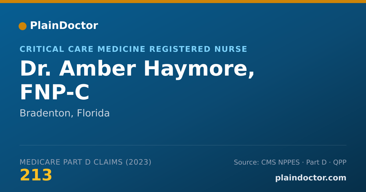 Shareable card for Amber Haymore, FNP-C - Critical Care Medicine Registered Nurse, Bradenton, FL