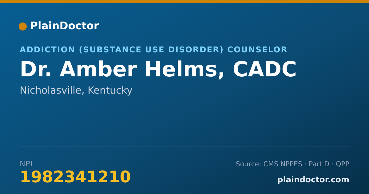 Shareable card for Amber Helms, CADC - Addiction (Substance Use Disorder) Counselor, Nicholasville, KY