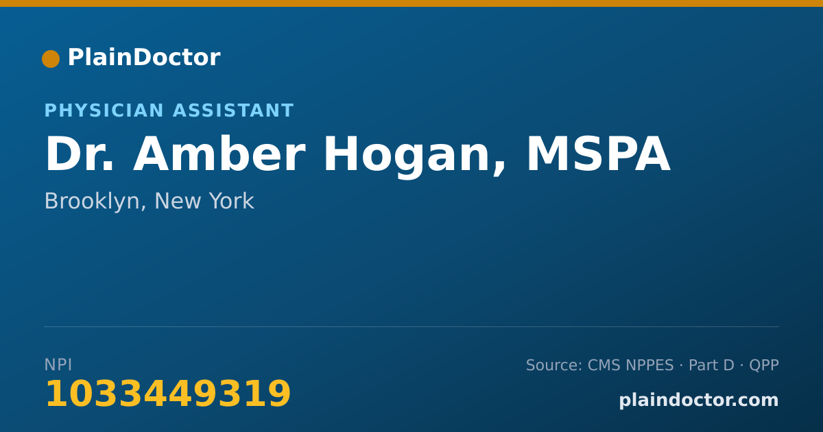 Shareable card for Amber Hogan, MSPA - Physician Assistant, Brooklyn, NY